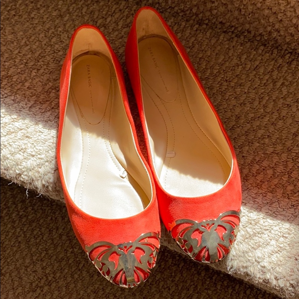 Zara coral flats